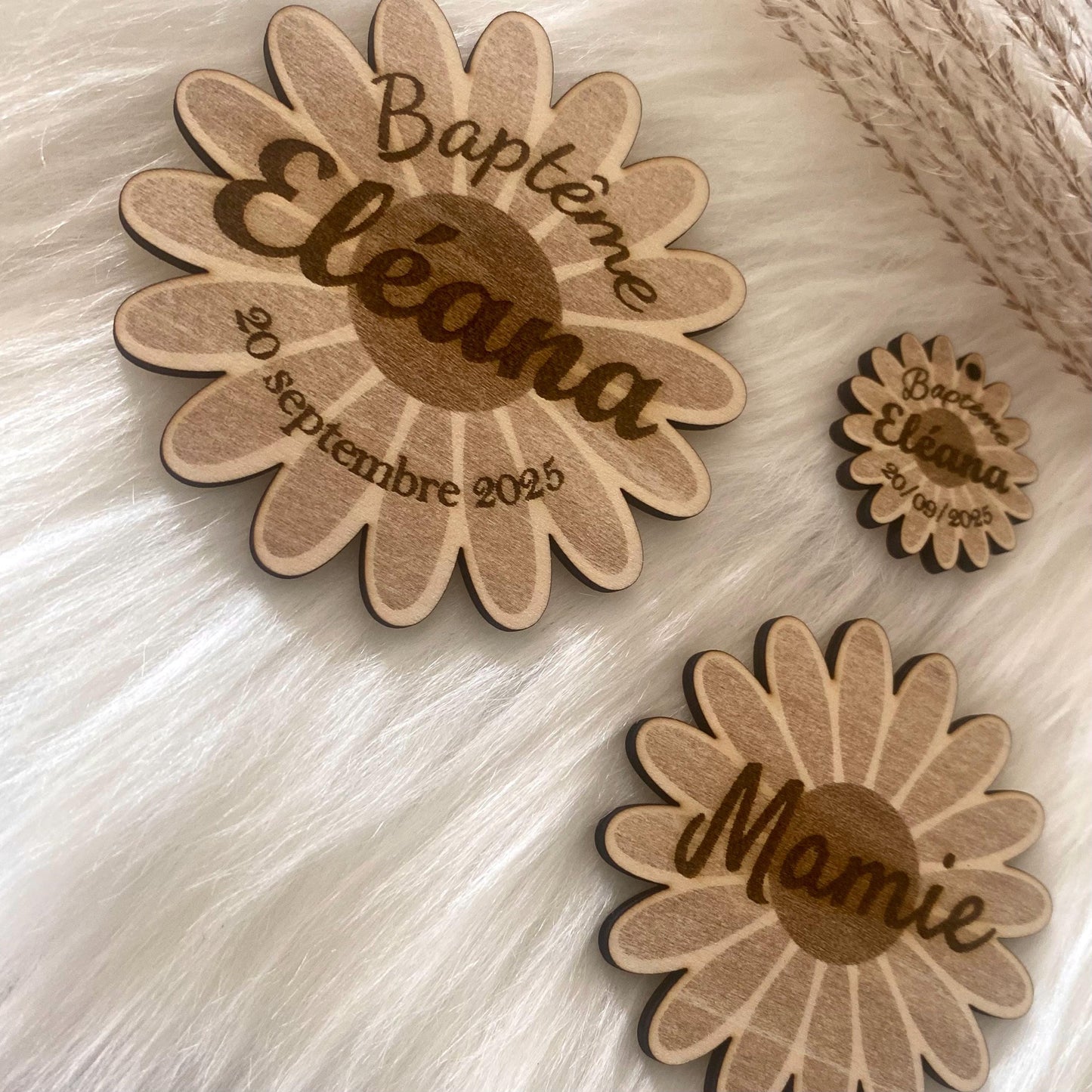 Magnet et Marque-place en Bois « Marguerite »