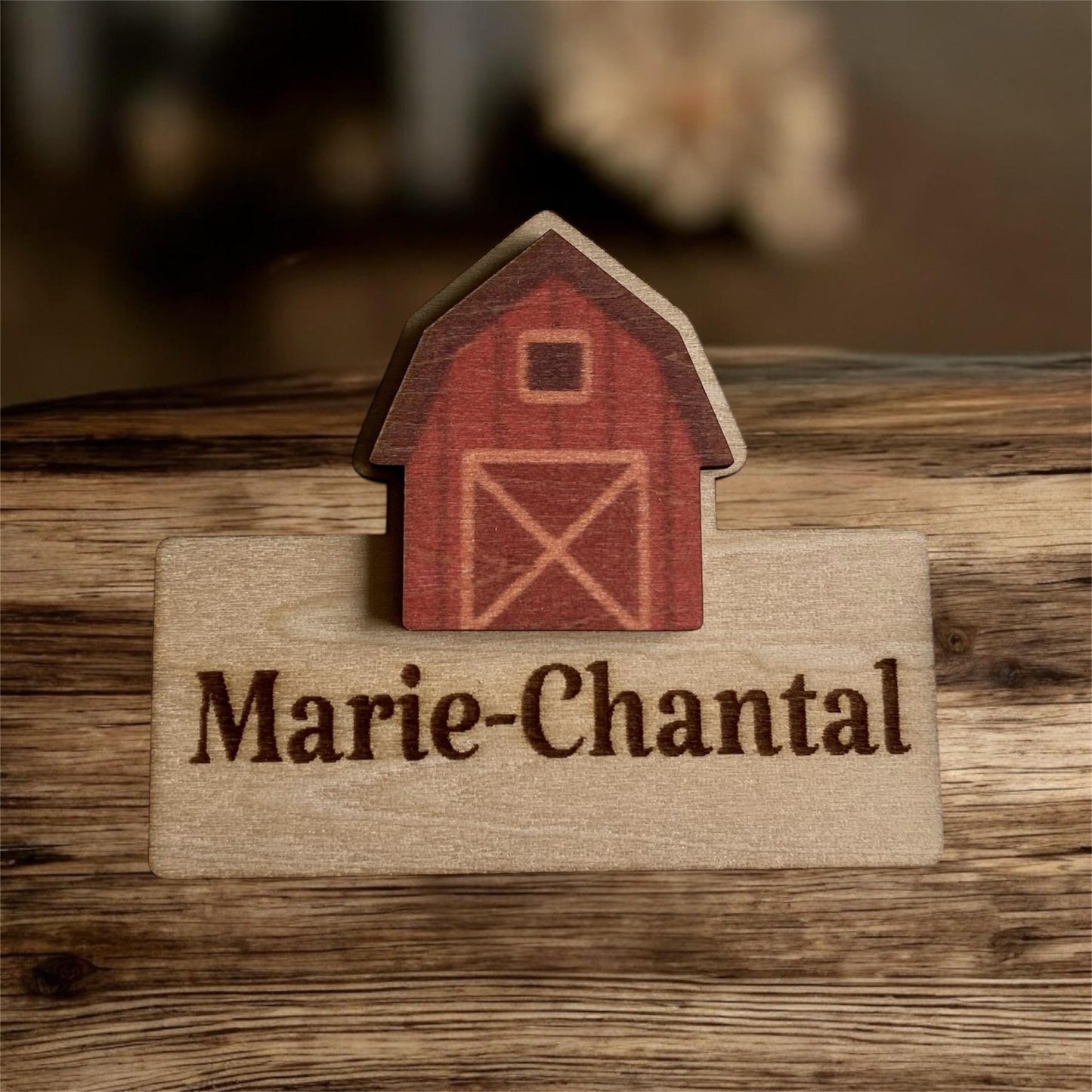 Marque-places & Magnets en Bois – Collection "Petite Ferme"