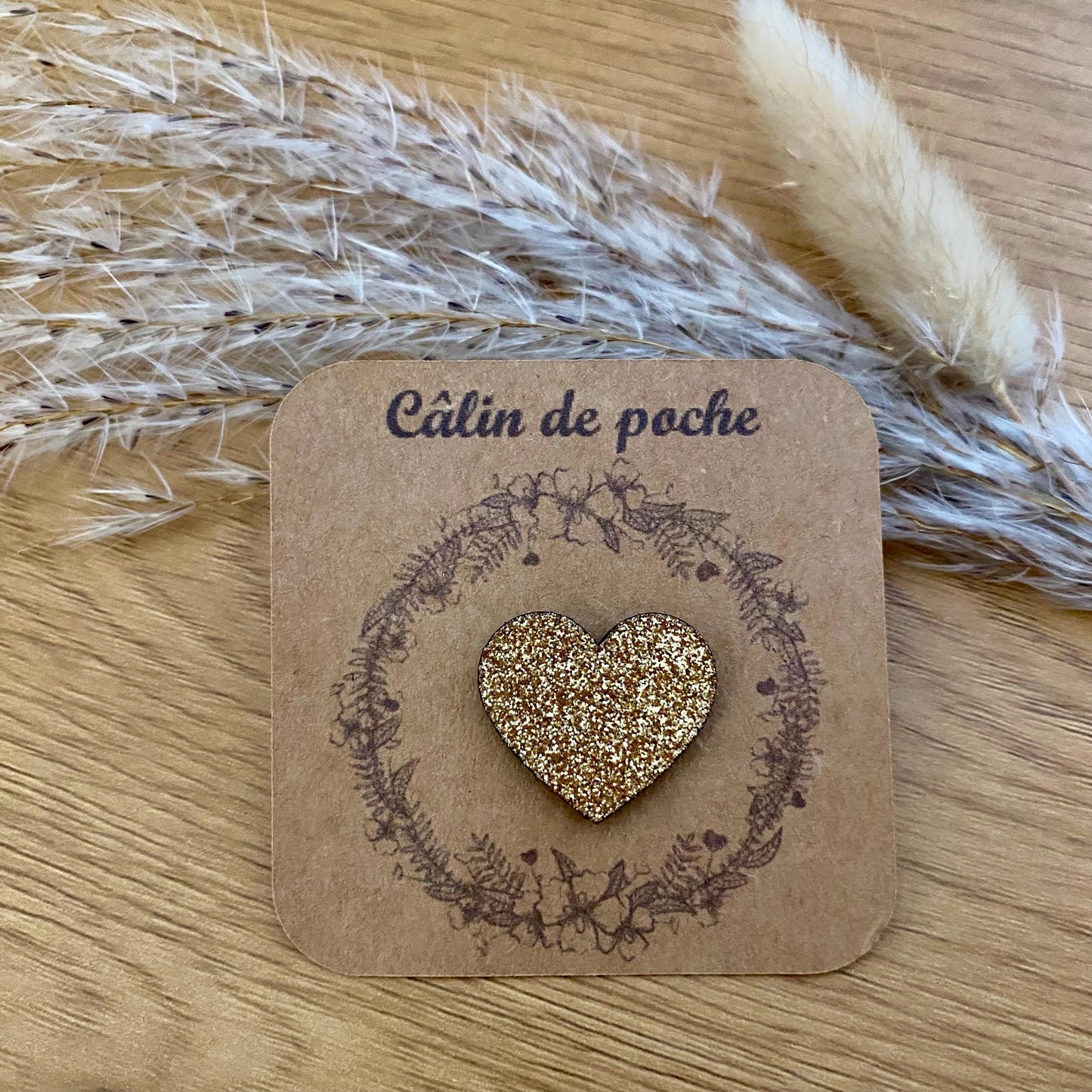 Pocket hug en bois pailleté