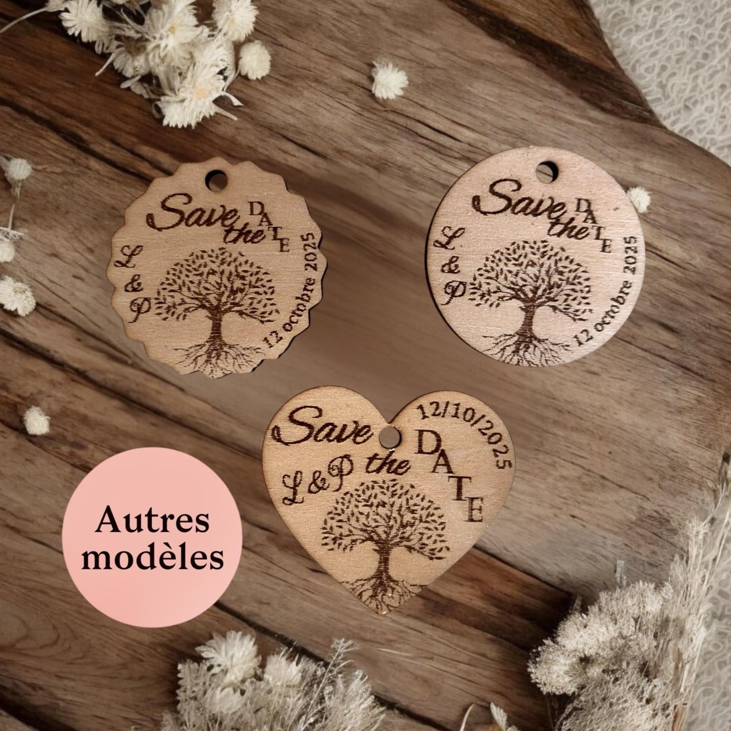 Marque-place en Bois « Arbre de Vie » – Personnalisé
