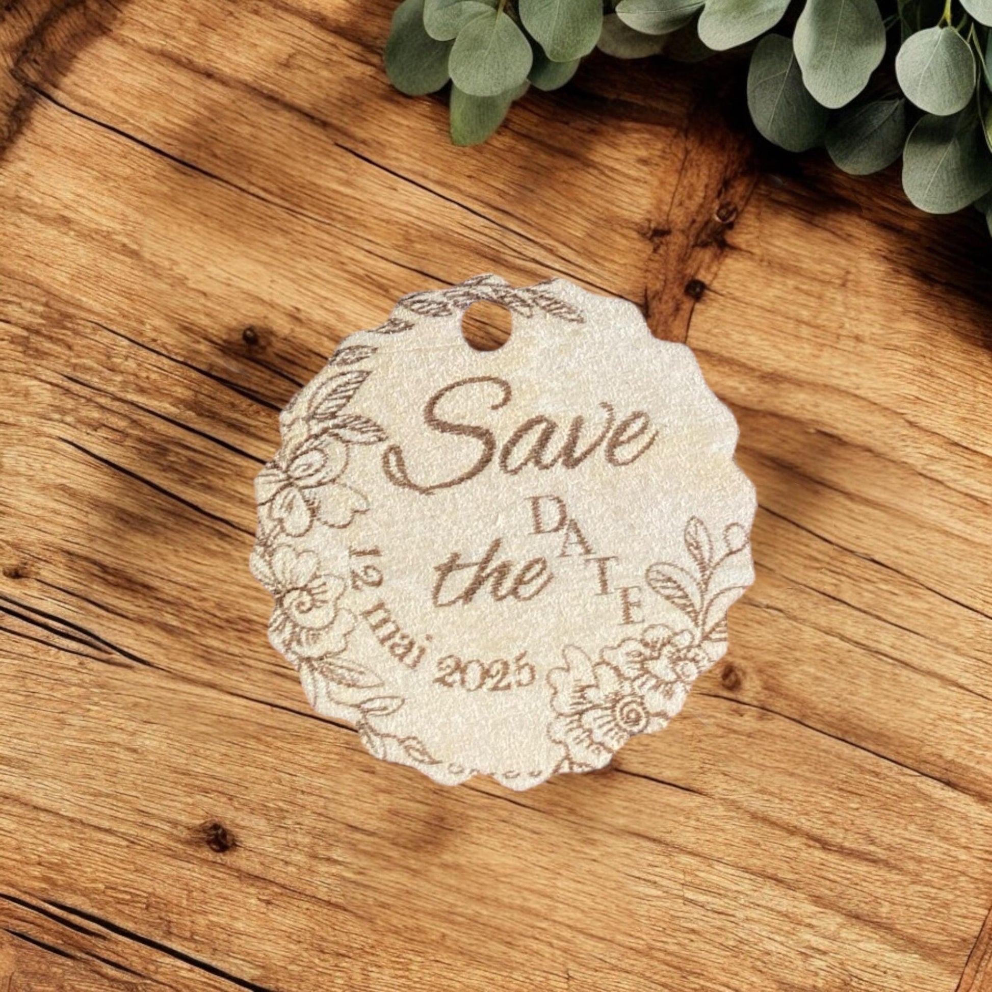 étiquette en bois mariage