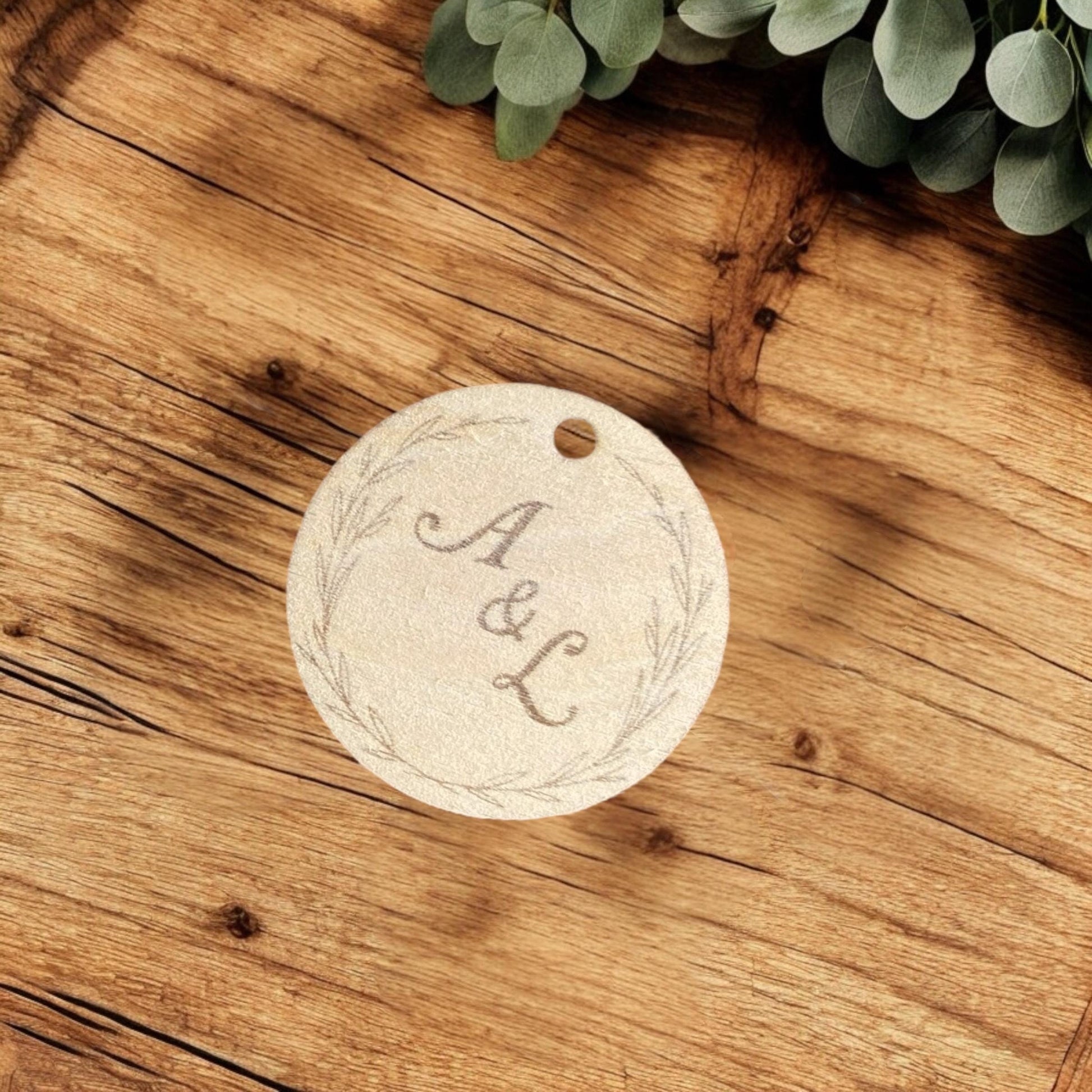 etiquette en bois motif floral