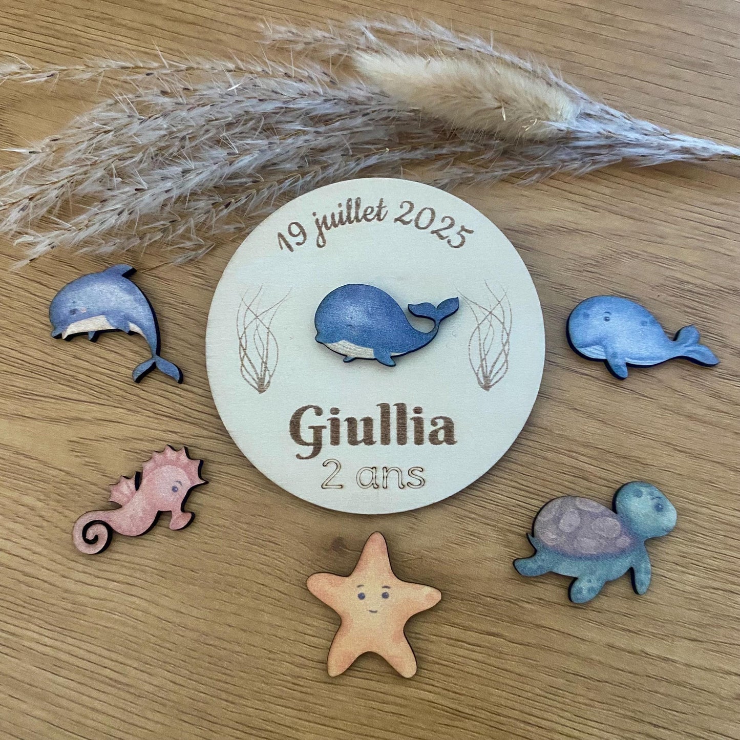 magnet baleine en bois pour anniversaire cadeau invités