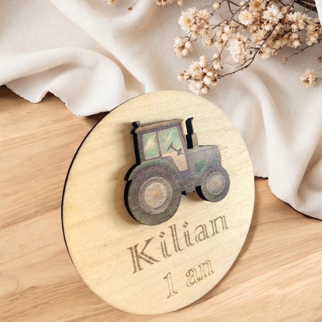 magnet en bois tracteur pour cadeau anniversaire anniversaire