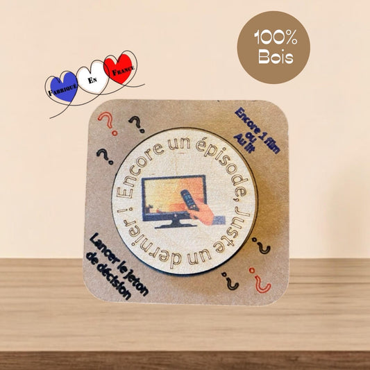 Jeton de décision en bois pile ou face pour cinéphile