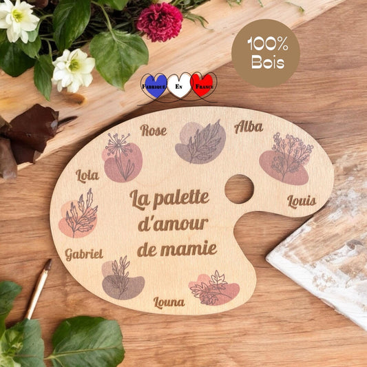Cadeau fête des grands-mères palette en bois motif fleurs
